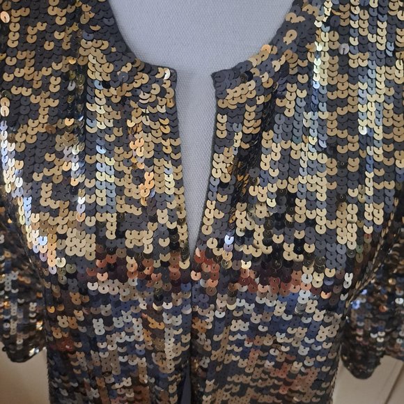 525 America Women's Gold and Olive Green Sequin Open Front Cardigan Size Large - Picture 6 of 10